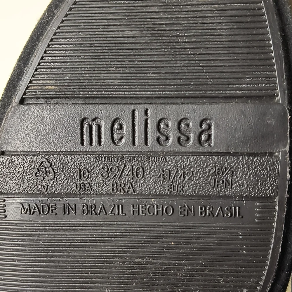 Melissa 10 Black Flats with Gold Detail Crown